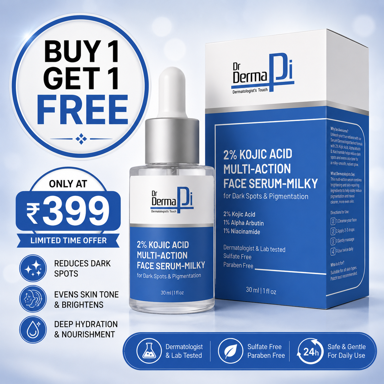 2% Kojic Acid Serum  1% Alpha Arbutin & Niacinamide For Dark Spots Removal-30ml