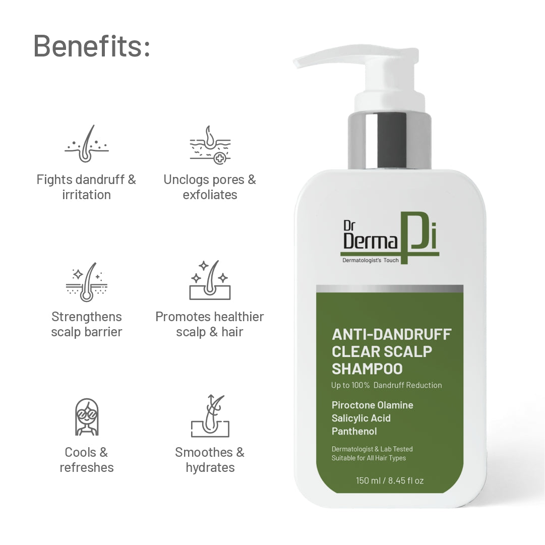 Anti-Dandruff Clear Scalp Shampoo Reduces Up to 100% Dandruff and Strengthens Hair - For All Hair types -150ml