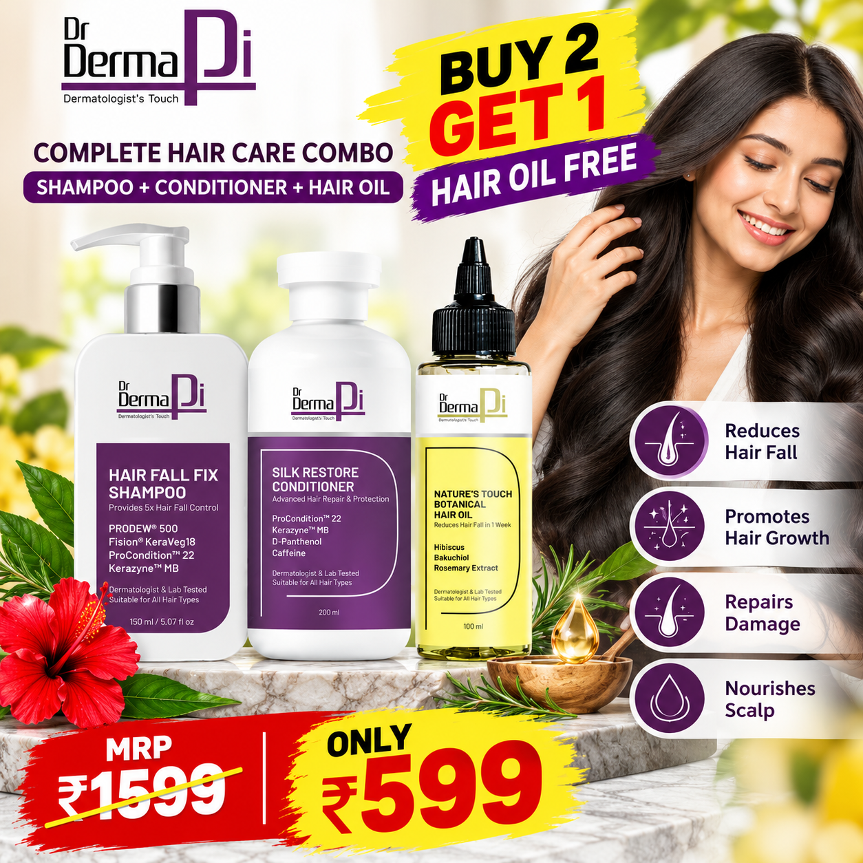 Anti-Hairfall Cleanse & Care Kit-Buy 2 Get 1 Hair Oil FREE